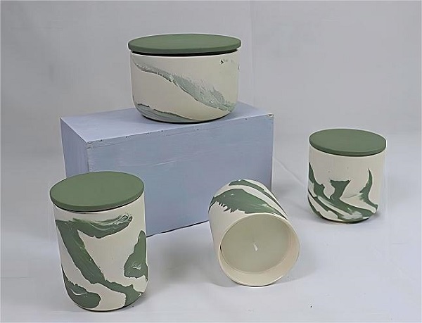 Borcane de lumânări din ceramică, marmorată, verde naturală: arta artizanală întâlnește nuanțele naturii – o victorie pentru pasionații de casă și partenerii B2B