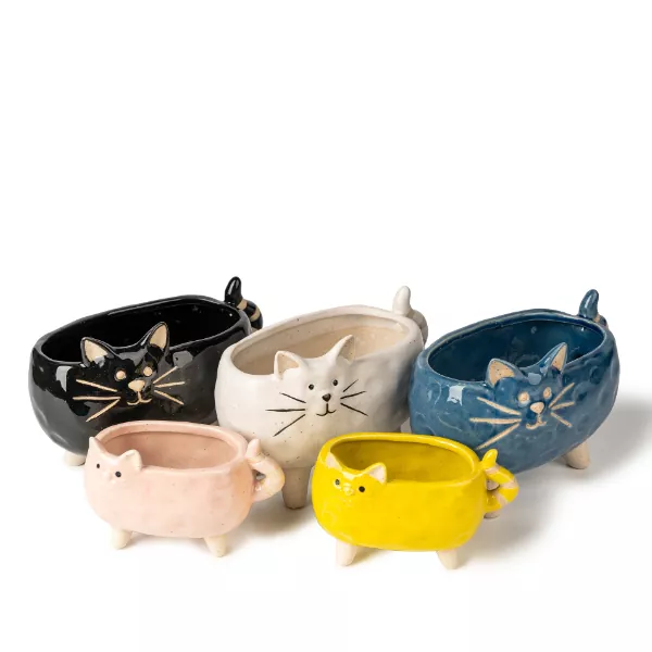 Suporturi de lumânări din ceramică în formă de pisică Suporturi de lumânări din ceramică în formă de pisică