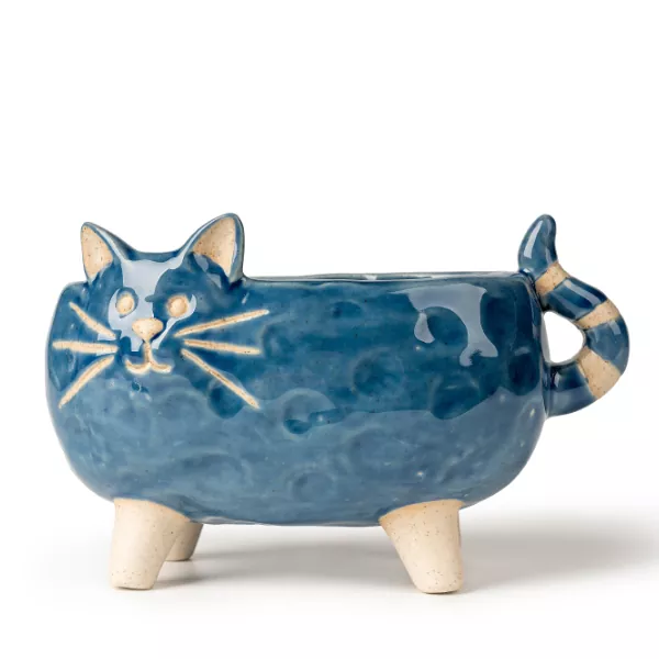 Suporturi de lumânări din ceramică în formă de pisică