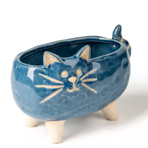 Suporturi de lumânări din ceramică în formă de pisică