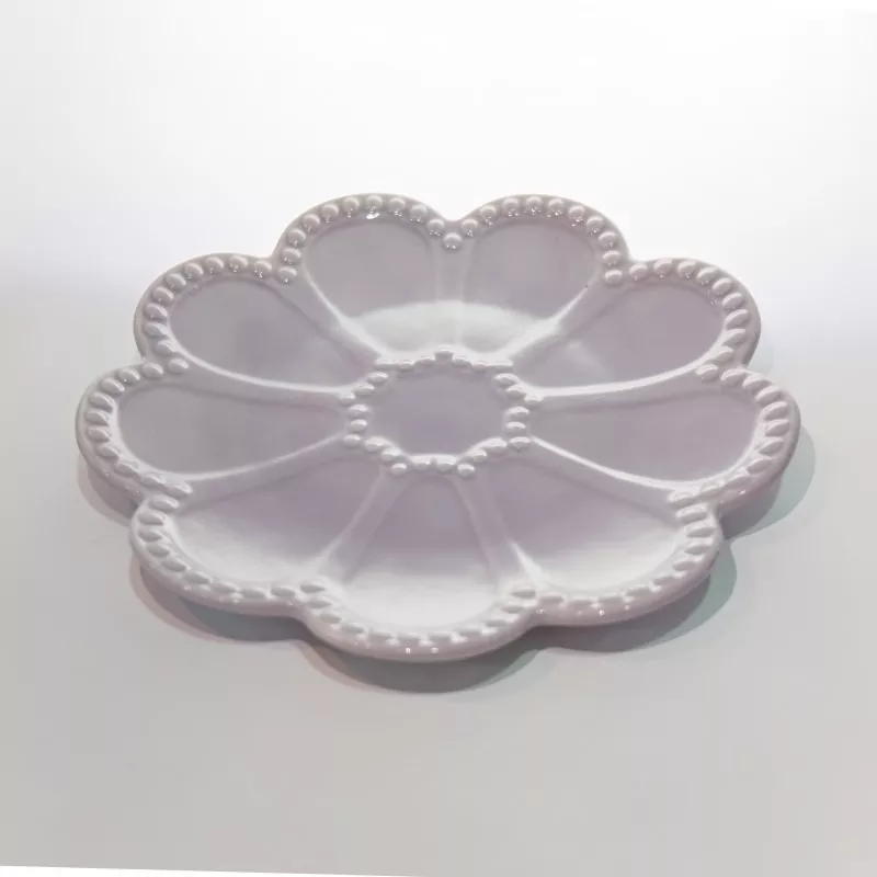 Tavă decorativă pentru bijuterii din ceramică cu flori violete