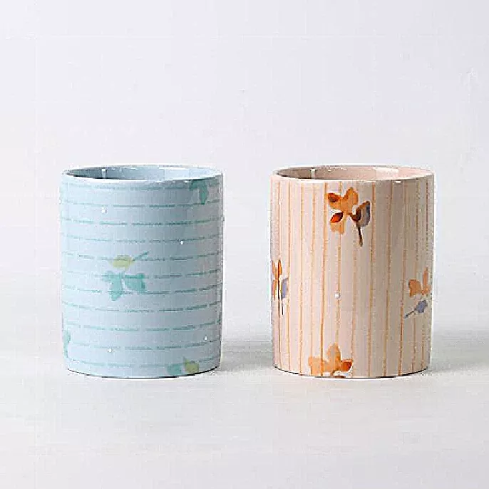 Suport pentru lumânări din ceramică florală pictat manual Suport pentru lumânări din ceramică florală pictat manual