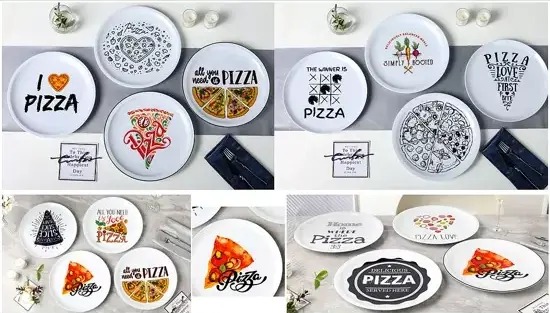 Set farfurii din ceramică cu tematică pizza Set farfurii din ceramică cu tematică pizza