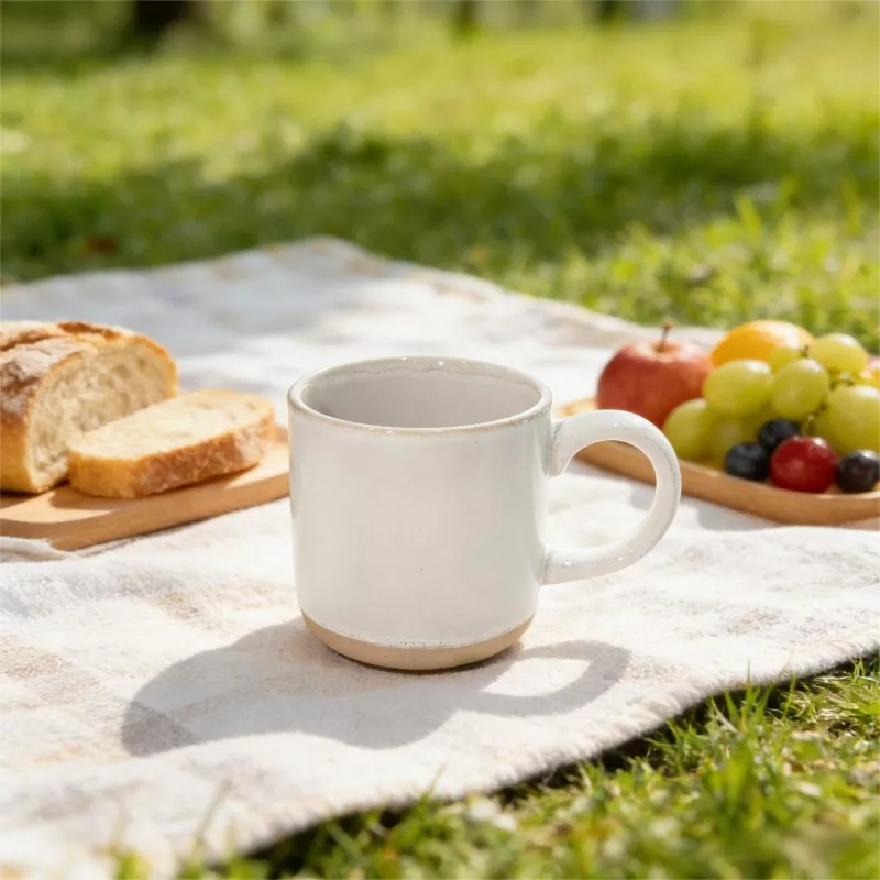 Cana albă de călătorie din ceramică modernă simplă